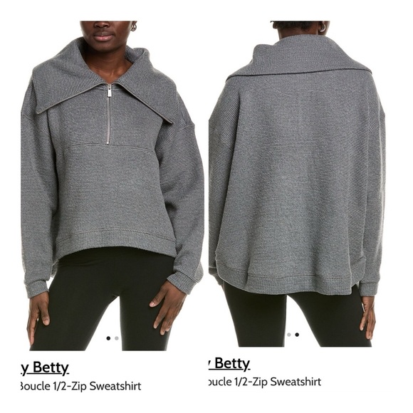 Sweaty Betty Gray Boucle 1/2-Zip Sweatshirt Sweater, MRSP $108, NWT - Picture 1 of 7